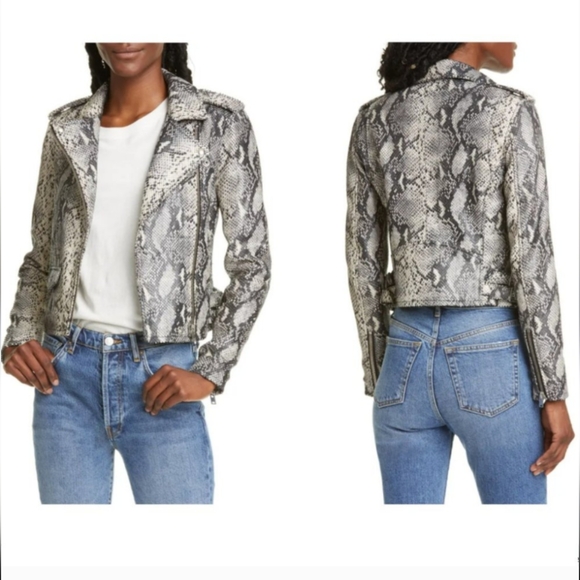 IRO Ashville Snake‎ Embossed Leather Moto Jacket - Picture 2 of 7